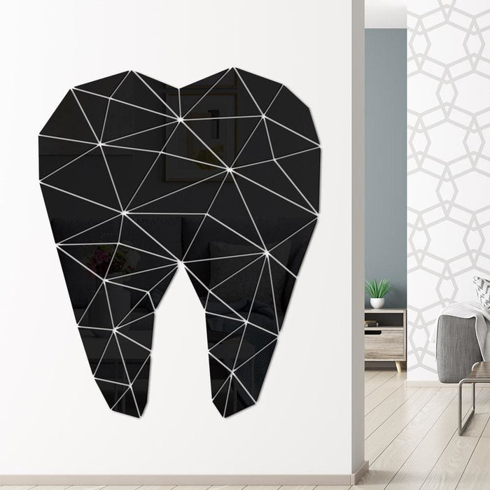 Tooth Shaped Acrylic Mirror Diy Stickers