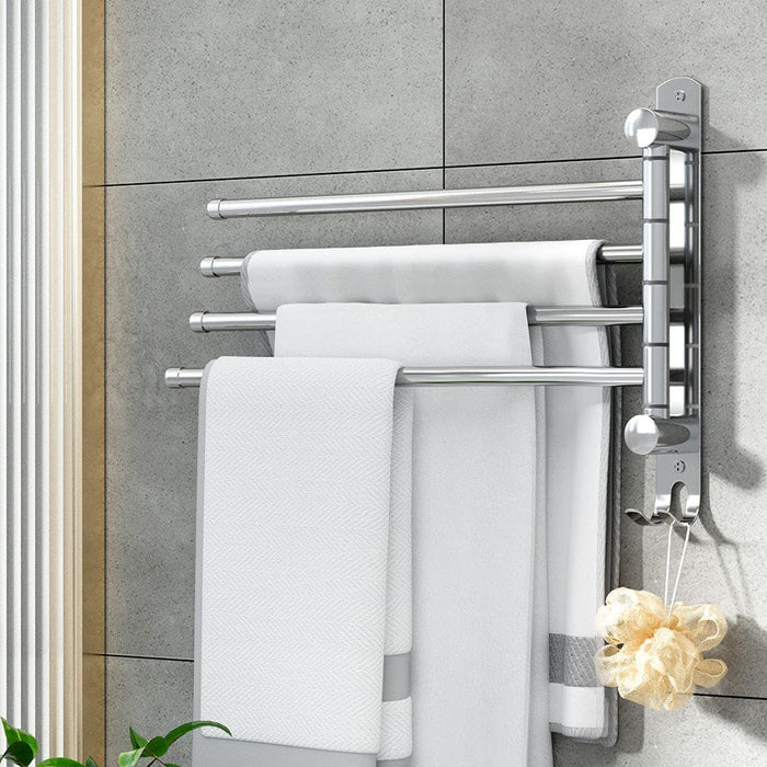 Towel Rail Rack Holder 4 Bars Wall Mounted Stainless Steel