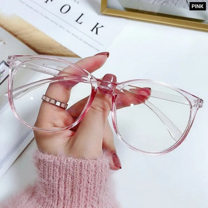 Transparent Anti Blue Light Round Glasses Frame For Women