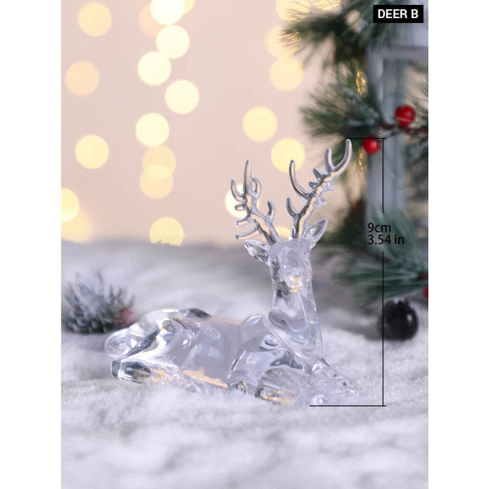 Transparent Crystal Deer Figurines For Christmas Decor