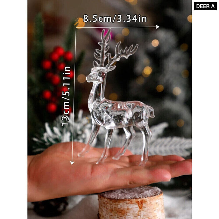 Transparent Crystal Deer Figurines for Christmas Decor