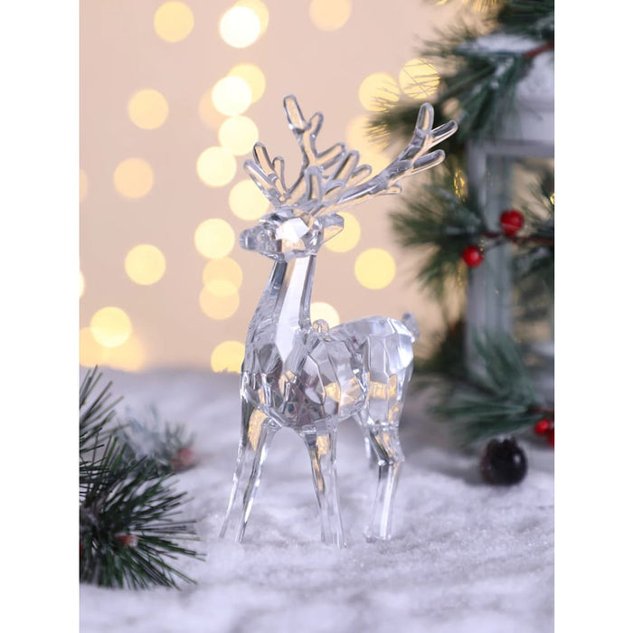 Transparent Crystal Deer Figurines for Christmas Decor