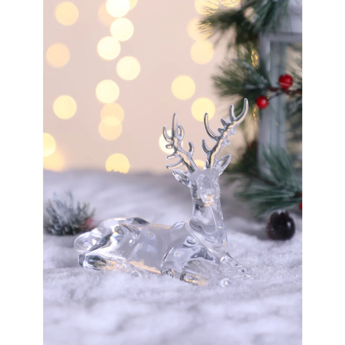 Transparent Crystal Deer Figurines for Christmas Decor