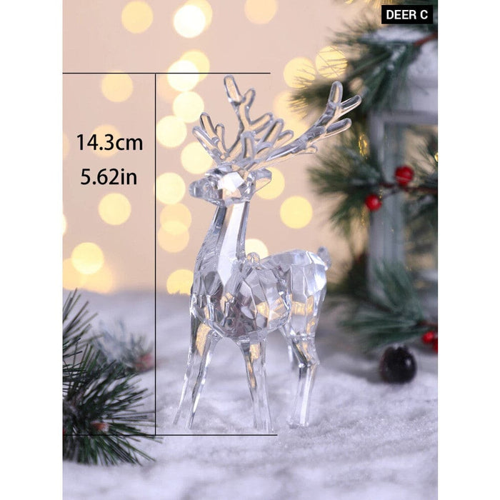 Transparent Crystal Deer Figurines for Christmas Decor