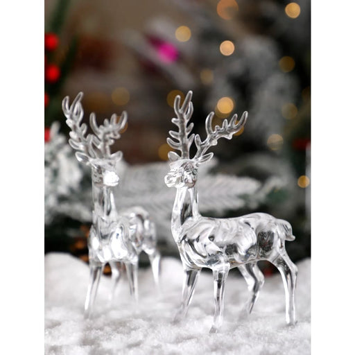 Transparent Crystal Deer Figurines For Christmas Decor