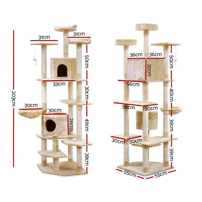 I.pet Cat Tree 203cm Trees Scratching Post Scratcher Tower