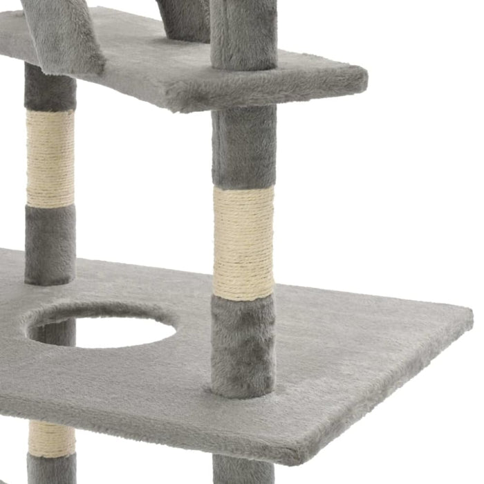 Cat Tree With Sisal Scratching Posts 230-260 Cm Grey Oibpxx