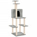 Cat Tree With Sisal Scratching Posts Light Grey 144.5 Cm