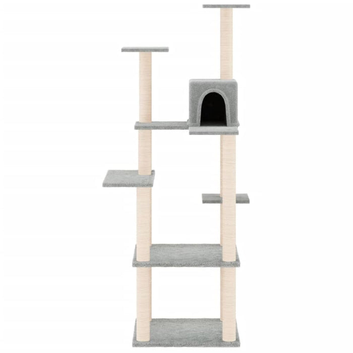 Cat Tree With Sisal Scratching Posts Light Grey 153 Cm