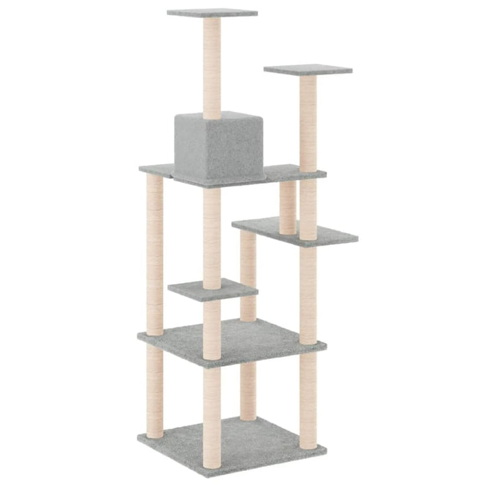 Cat Tree With Sisal Scratching Posts Light Grey 153 Cm