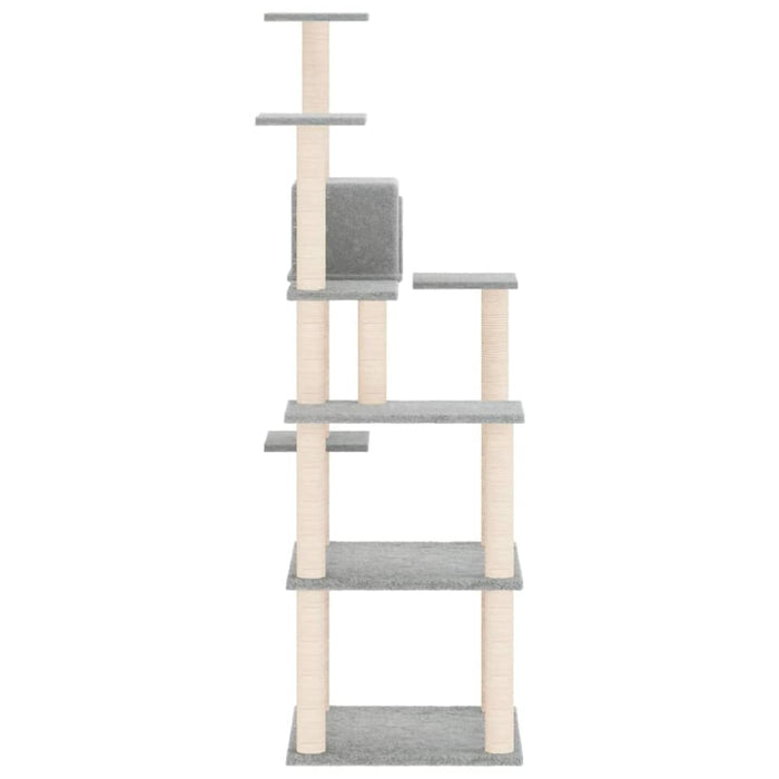 Cat Tree With Sisal Scratching Posts Light Grey 153 Cm