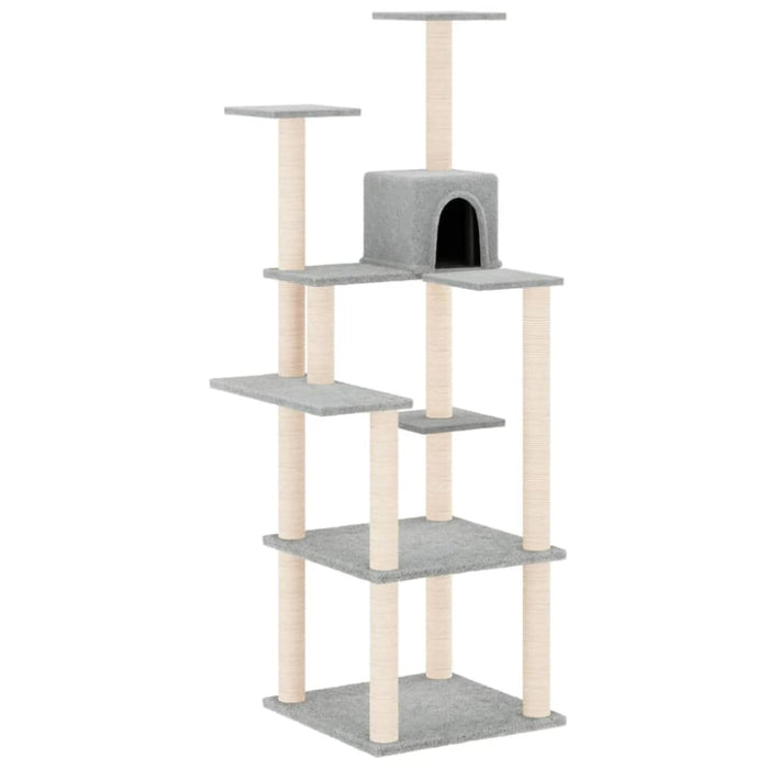 Cat Tree With Sisal Scratching Posts Light Grey 153 Cm