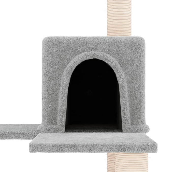 Cat Tree With Sisal Scratching Posts Light Grey 153 Cm