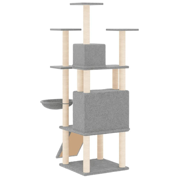 Cat Tree With Sisal Scratching Posts Light Grey 154 Cm