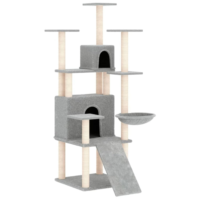 Cat Tree With Sisal Scratching Posts Light Grey 154 Cm