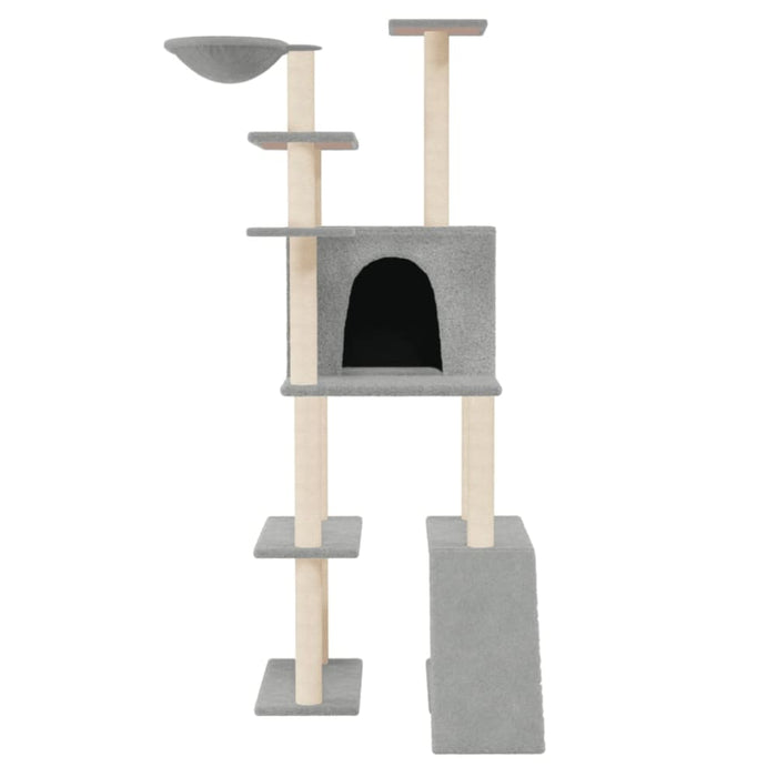 Cat Tree With Sisal Scratching Posts Light Grey 166 Cm