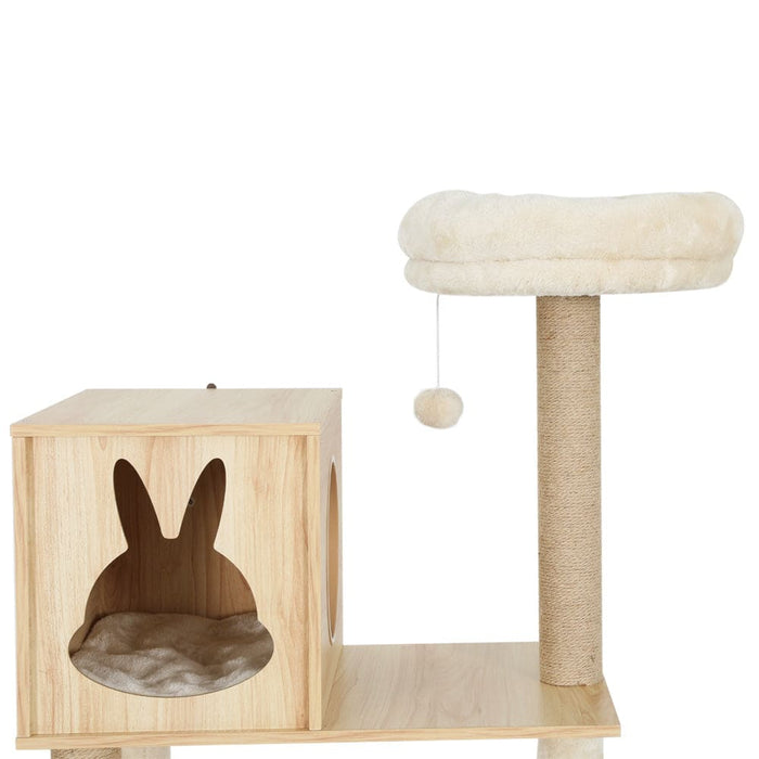 Cat Tree Tower Scratching Post Scratcher Wood Bed Condo