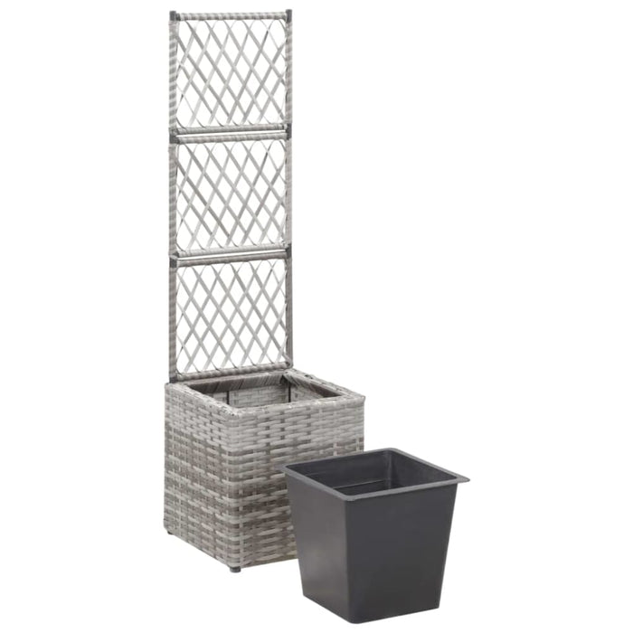 Trellis Raised Bed With 1 Pot 30x30x107 Cm Poly Rattan Grey