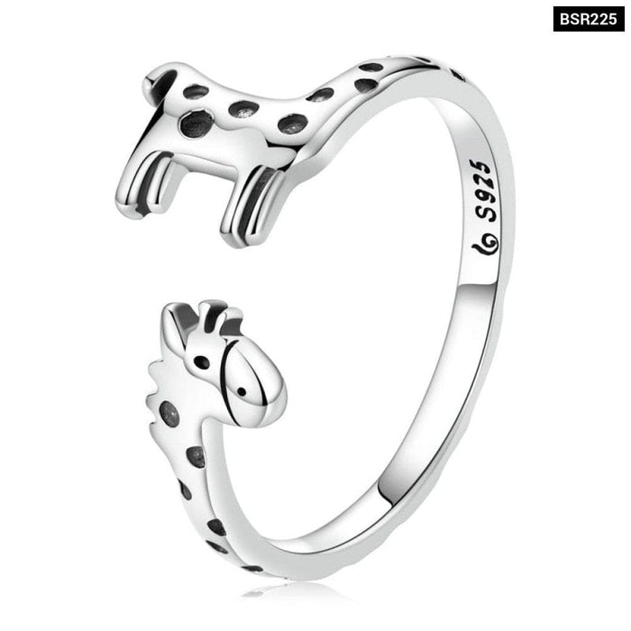 Trendy 925 Sterling Silver Giraffe Open Ring For Women