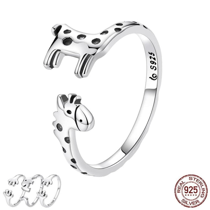 Trendy 925 Sterling Silver Giraffe Open Ring For Women