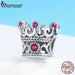 Trendy 925 Sterling Silver Queen Crown Pink Cz Crystal