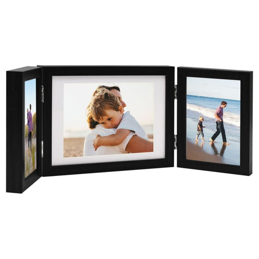 Trifold Photo Frame Collage Black 22x15 Cm + 2x(10x15 Cm)