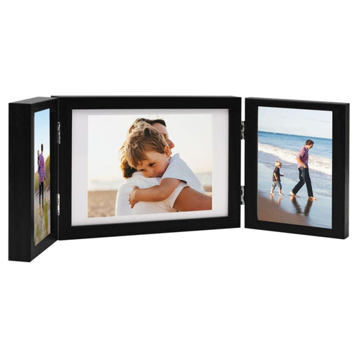 Trifold Photo Frame Collage Black 28x18 Cm + 2x(13x18 Cm)