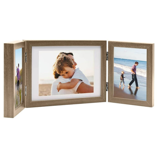 Trifold Photo Frame Collage Light Brown 22x15 Cm + 2x(10x15