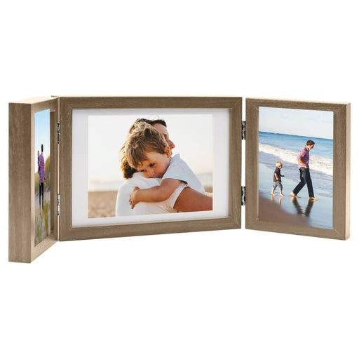 Trifold Photo Frame Collage Light Brown 28x18 Cm + 2x(13x18