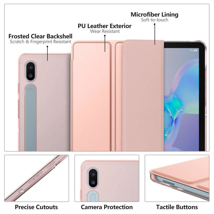 Trifold Stand Cover With Frosted Back For Galaxy Tab S6 10.5