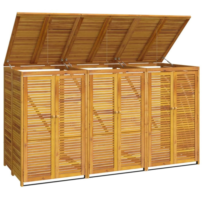 Triple Garbage Bin Shed 210x89x117 Cm Solid Wood Acacia