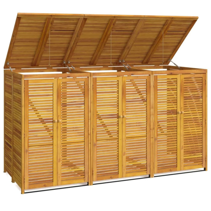 Triple Garbage Bin Shed 210x89x117 Cm Solid Wood Acacia