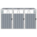 Triple Garbage Bin Shed Grey 213x81x121 Cm Steel Alxnx