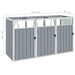 Triple Garbage Bin Shed Grey 213x81x121 Cm Steel Alxnx