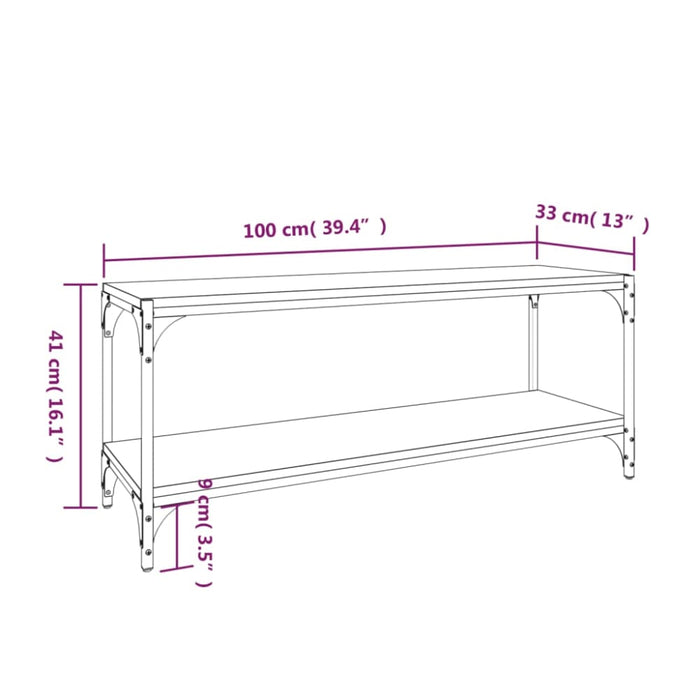 Tv Cabinet Black 100x33x41 Cm Engineered Wood And Steel