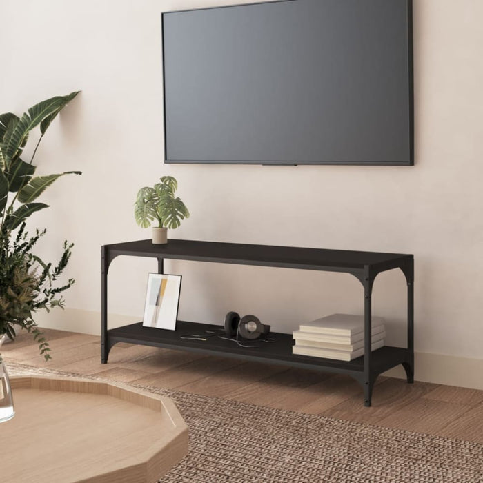 Tv Cabinet Black 100x33x41 Cm Engineered Wood And Steel