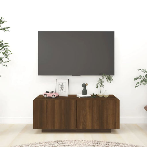 Tv Cabinet Brown Oak 100x35x40 Cm Engineered Wood Nopiok