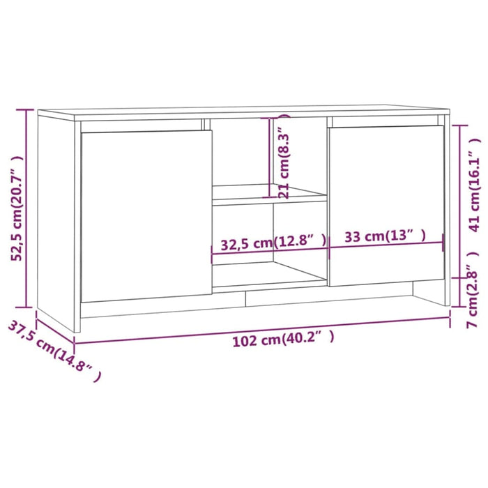 Tv Cabinet Smoked Oak 102x37.5x52.5 Cm Engineered Wood