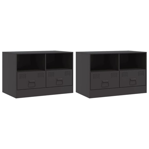 Tv Cabinets 2 Pcs Black 67x39x44 Cm Steel Naoiab