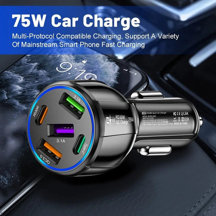 75w Type c Fast Charging Pd Qc3.0 Car Charger For Iphone