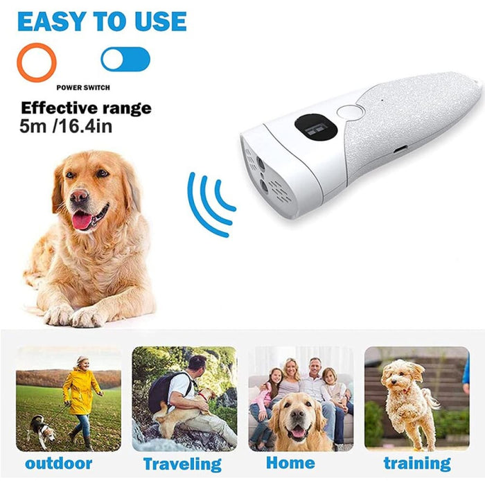 Ultrasonic Flashlight Bark Deterrent Dual Sensors Usb