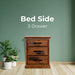 Umber Bedside Tables 3 Drawers Storage Cabinet Shelf Side