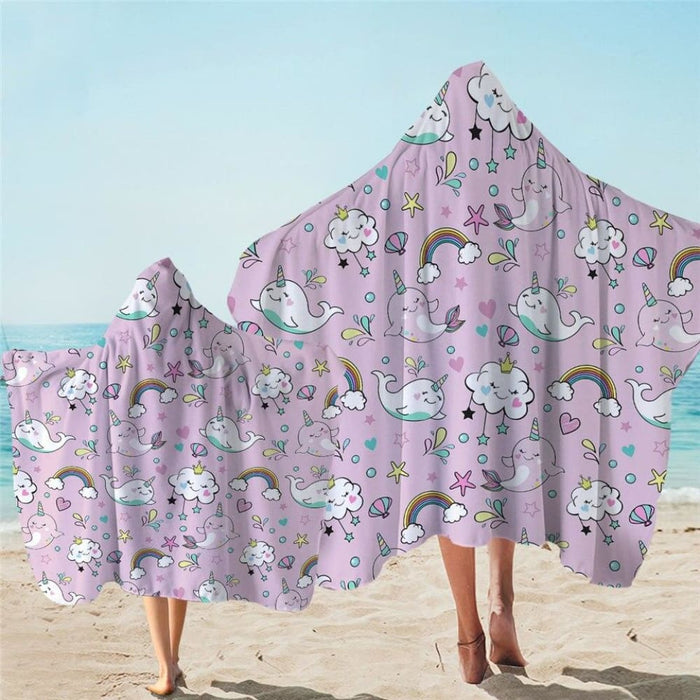 Unicorn Hooded Towel Microfiber Bath With Hood For Kids