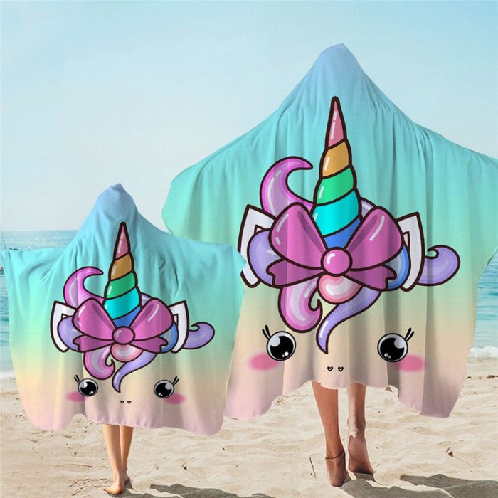 Unicorn Hooded Towel Microfiber Bath With Hood For Kids