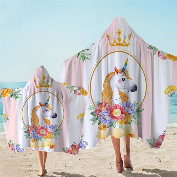 Unicorn Hooded Towel Microfiber Bath With Hood For Kids