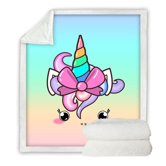 Unicorn Throw Blanket Floral Cartoon Sherpa For Kids Girl