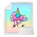 Unicorn Throw Blanket Floral Cartoon Sherpa For Kids Girl