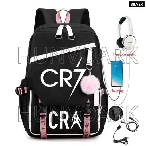 Unisex 18inch Cr7 Laptop Usbcharging Waterproof School Bag