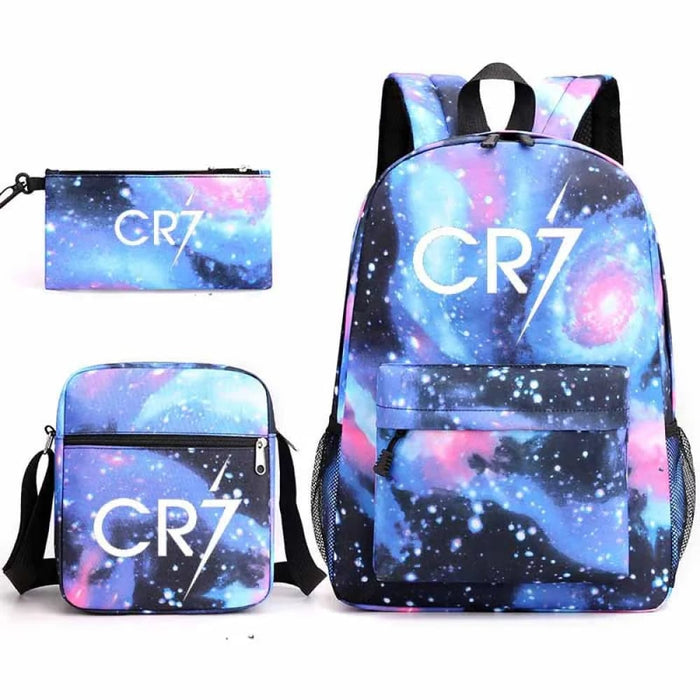 Unisex 3pcs Football Cr7 3d Print Kids School Bag