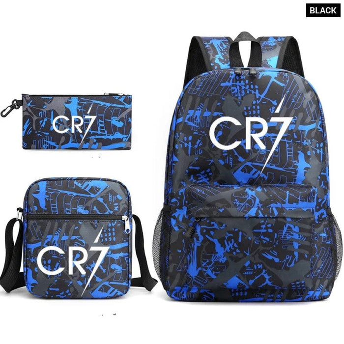 Unisex 3pcs Football Cr7 3d Print Kids School Bag